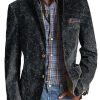 Men TH Print Jacket | Men'S Retro Starry Sky Print Casual Pocket Blazer Dark Gray