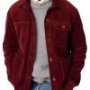 Men DJ Jacket | Vintage Lapel 4-Pocket Corduroy Single-Breasted Casual Jacket Claret