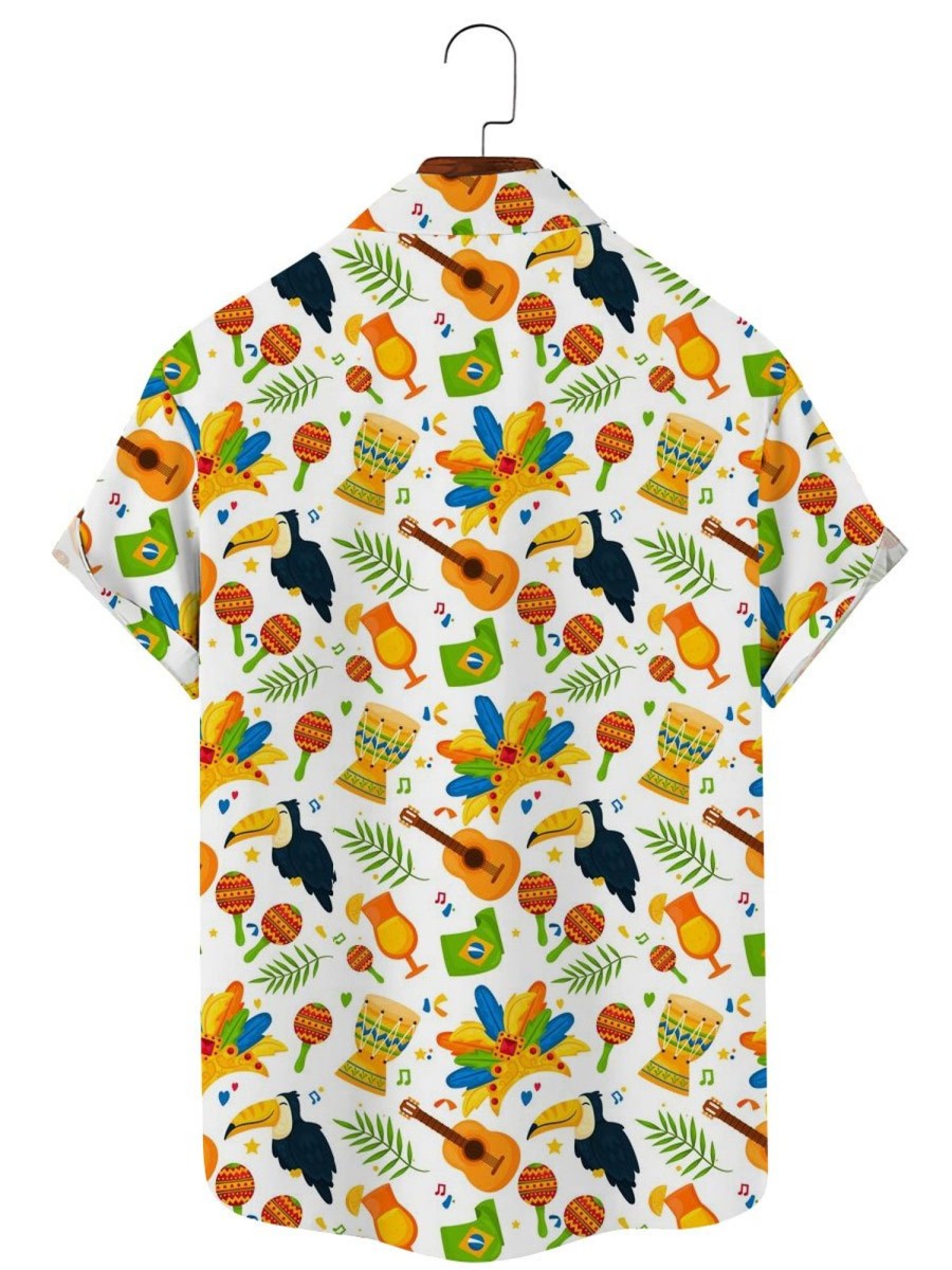 Men TH Shirts | Colorful Carnival Hawaiian Casual Short Sleeve Shirt Photo Color