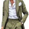 Men DJ Jacket | Lapel Three-Pocket Casual Retro Blazer Green