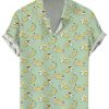 Men QMY Shirts | Hawaii Vacation Banana Print Short Sleeve Shirt Photo Color