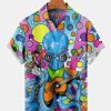 Men DJ Shirts | Music Hippie Octopus Print Men'S Button Pocket Shirt Photo Color