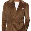 Men BXL Jacket | Men'S Solid Color Corduroy Double Breasted Casual Blazer Brown