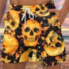 Men DJ Shorts | Skull Print Pocket Shorts Yellow