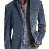 Men DJ Jacket | Vintage Herringbone Suede 3-Pocket Casual Blazer