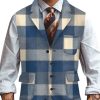 Men BXL Vest | Men'S Woolen Geometric Print Multi-Pocket Casual Vest Blue