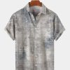 Men HLJ Shirts | Men'S Vintage Collection Gradient Casual Short Sleeve Shirt Grey