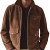 Men DJ Jacket | Multi-Pocket Lapel Solid Suede Zipped Casual Jacket Brown