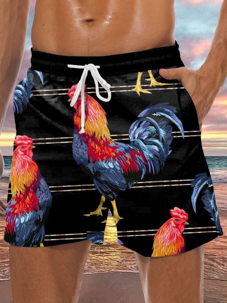 Men DJ Shorts | Vintage Chicken Pocket Lounge Shorts Photo Color