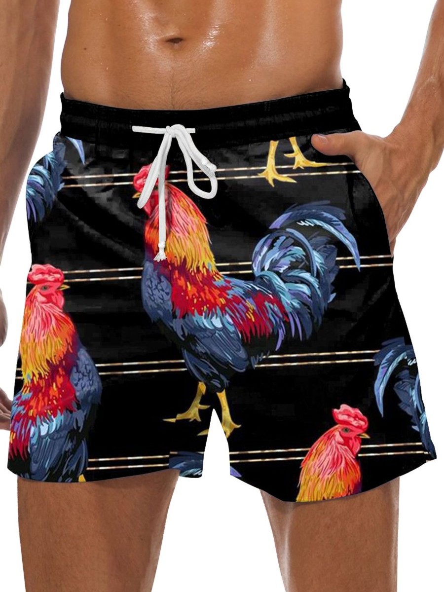 Men DJ Shorts | Vintage Chicken Pocket Lounge Shorts Photo Color