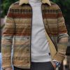 Men DJ Jacket | Retro Ethnic Style Printed Velvet Warm Lapel Jacket Photo Color