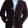 Men DJ Jacket | American Retro Stand Collar Double Pocket Warm Cotton Jacket Dark Brown