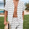 Men BXL T-Shirts | Hawaii Vacation Fun Breast Print Casual Two Piece Set