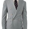 Men BXL Jacket | Men'S Solid Color Multi-Pocket Double Breasted Blazer Gray