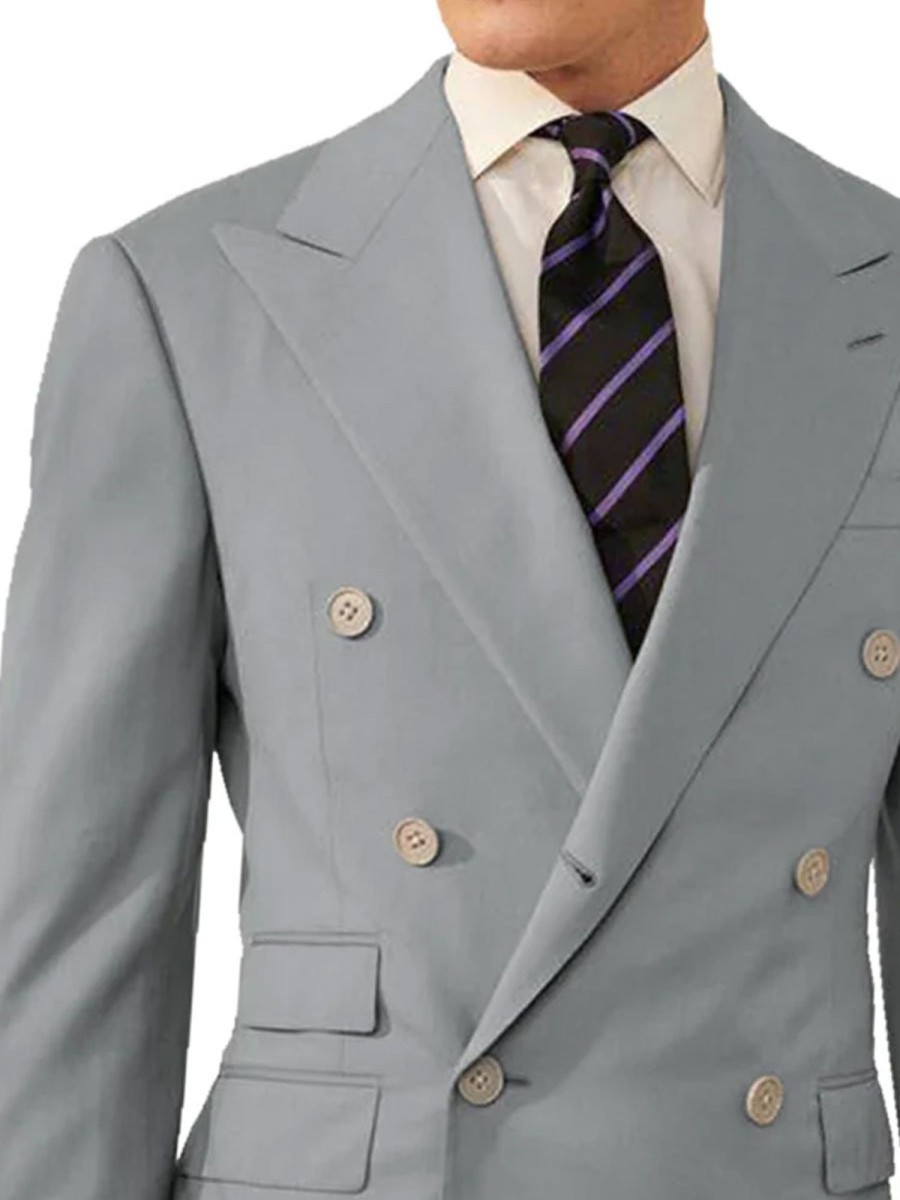 Men BXL Jacket | Men'S Solid Color Multi-Pocket Double Breasted Blazer Gray