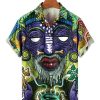 Men XT Shirts | Mystic Shaman Print Short Sleeve Shirt 46396958X Green