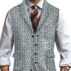 Men DJ Vest | Geometric Print Three-Pocket Lapel Retro Suit Vest Photo Color