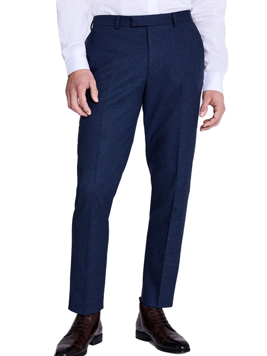 Men BXL Bottoms | Men'S Retro Solid Color Casual Elastic Waist Suit Pants Dark Blue