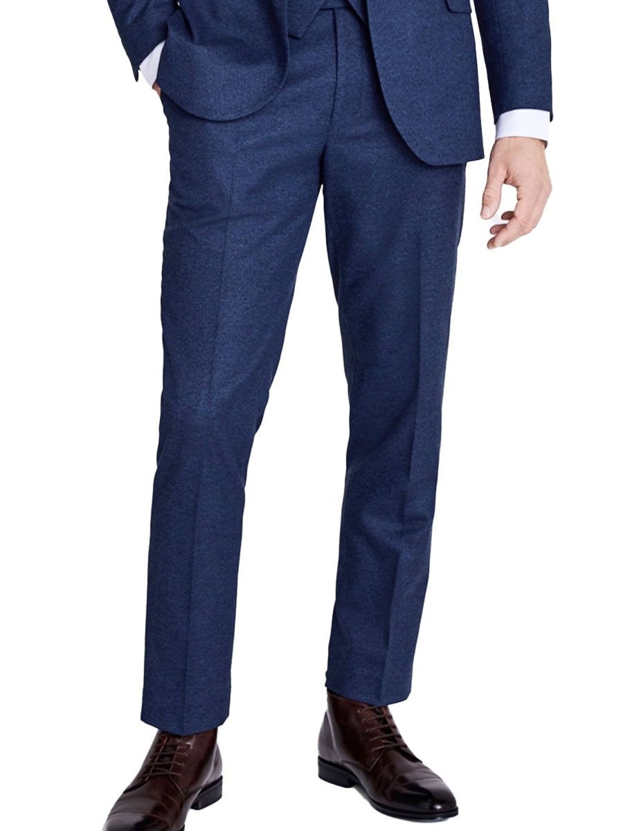 Men BXL Bottoms | Men'S Retro Solid Color Casual Elastic Waist Suit Pants Dark Blue