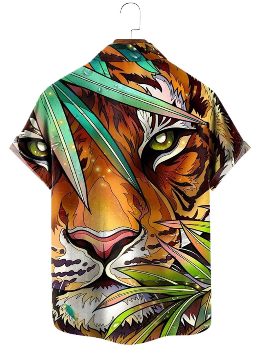 Men XT Shirts | King Of The Jungle Print Short-Sleeved Shirt 58195650X Orange