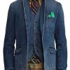 Men DJ Jacket | Vintage Single-Breasted 3-Pocket Casual Denim Blazer Blue