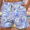 Men DJ Bottoms | Vintage Octopus Print Pocket Lounge Shorts Blue