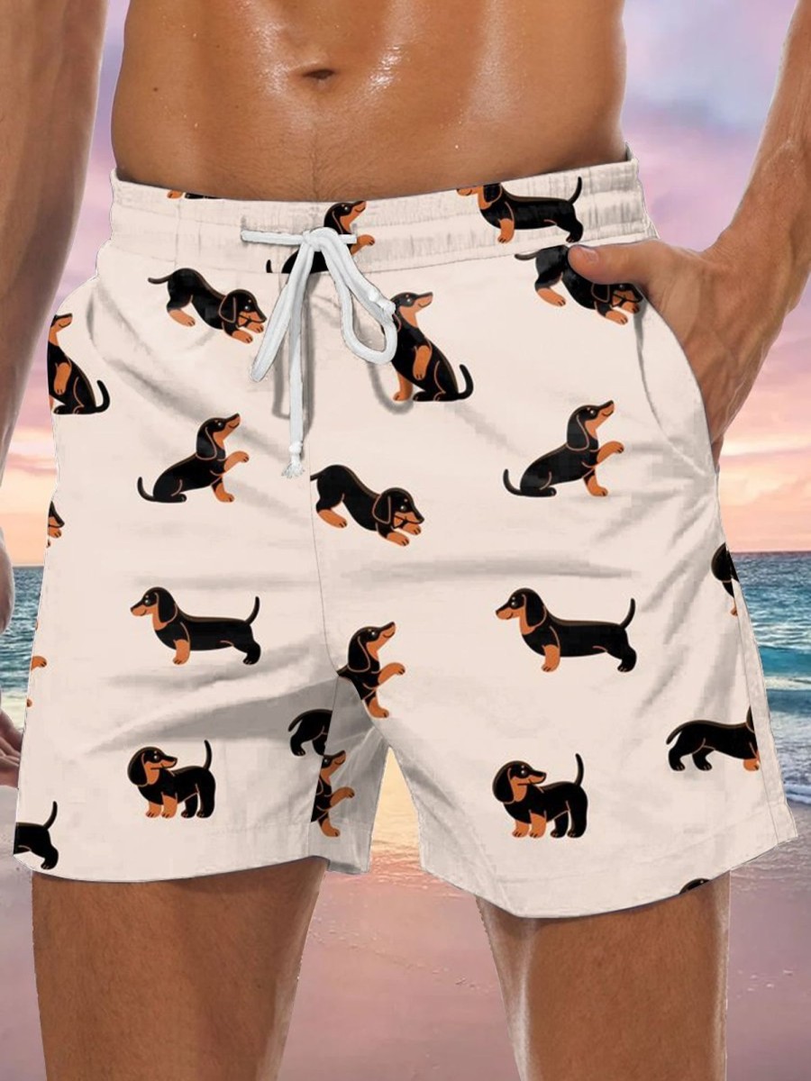 Men GYJ Shorts | Puppy Print Casual Shorts Photo Color