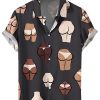 Men HWT Shirts | Men'S Hawaiian Shirts Multinational Butts Pattern Short Sleeve Shirt Black