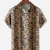 Men DJ Shirts | Geometric Diamond Short Sleeves Casual Shirts Brown