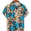 Men HLJ Shirts | Resort Hibiscus Hawaiian Short Sleeve Shirt Blue