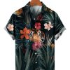 Men HLJ Shirts | Tropical Tiger Hawaiian Resort Short Sleeve Shirt Dark Green