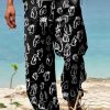 Men DJ Bottoms | And White Cocks Print Pocket Track Pants Black