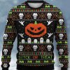 Men DJ Ugly Sweater | Halloween Pumpkin Print Casual Crew Neck Sweatshirt Black