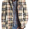 Men BXL Print Jacket | Men'S Retro Plaid Print Lapel Casual Blazer Photo Color