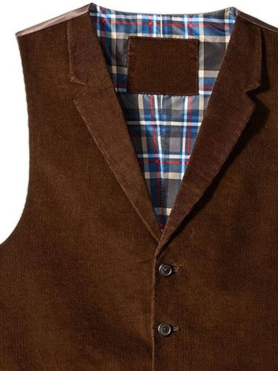 Men BXL Vest | Men'S Vintage Solid Color Corduroy Single-Breasted Suit Vest Brown