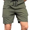 Men DJ Bottoms | Solid Color Double Pocket Lace Up Casual Shorts Army Green