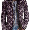 Men BXL Print Jacket | Men'S Geometric Print Pocket Casual Blazer Purple