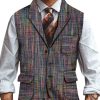 Men BXL Vest | Men'S Woolen Gauze Printed Casual Multi-Pocket Vest Photo Color