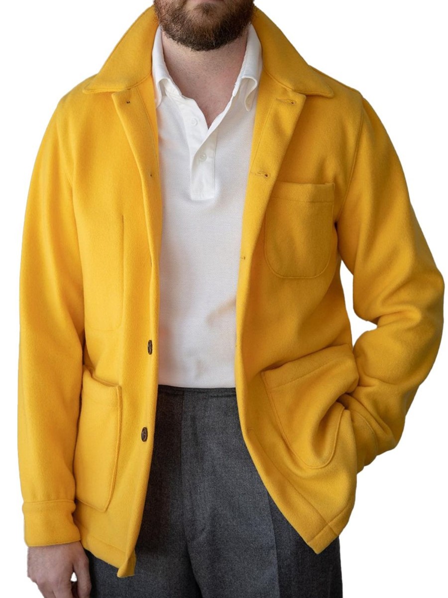 Men QMY Jacket | Casual Multi-Pocket Lapel Jacket Yellow