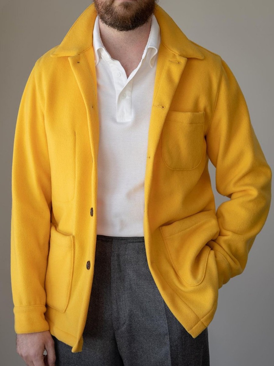 Men QMY Jacket | Casual Multi-Pocket Lapel Jacket Yellow