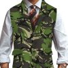 Men DJ Vest | Camouflage Printed Three-Pocket Lapel Casual Suit Vest Army Green