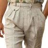 Men DJ Bottoms | Cotton And Linen Retro Lace-Up Casual Shorts Khaki