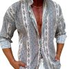 Men QMY Casual Shirts | Casual Ethnic Printed Long-Sleeved Shirt Photo Color