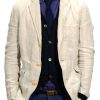 Men DJ Jacket | Solid Color Three-Pocket Casual Blazer Beige