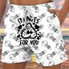 Men LJC Bottoms | Rabbit Testicle Print Hawaiian Track Shorts White