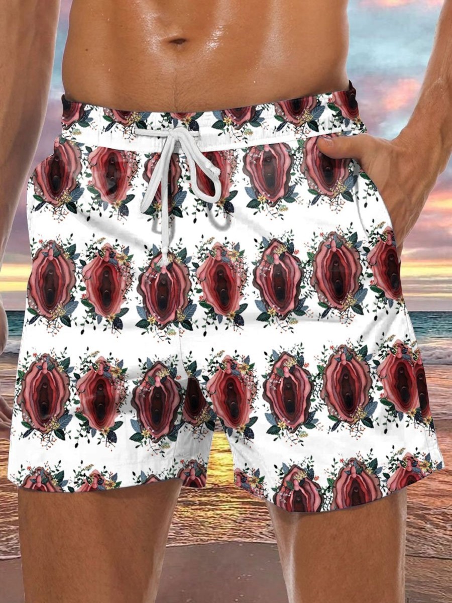 Men BXL Bottoms | Hawaiian Fun Christmas Art Print Casual Shorts