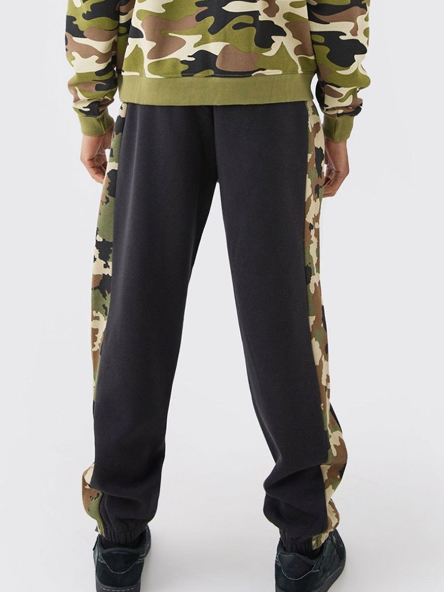 Men BXL Bottoms | Men'S Camouflage Print Casual Loose Elastic Waist Pants Black