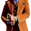 Men DJ Jacket | Vintage Corduroy Solid Color 3 Pocket Casual Retro Lapel Suit Orange