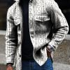 Men DJ Jacket | Retro Striped Geometric Print Double Pocket Casual Jacket Photo Color