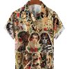 Men HLJ Shirts | Vintage Sexy Girl Sticker Hawaiian Short Sleeve Shirt Khaki